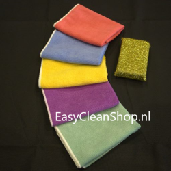 Set Multifunctionele EasyCleandoeken 5 stuks + GRATIS Easy Schuursponsje